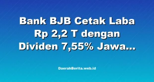 Bank BJB Cetak Laba Rp 2,2 T dengan Dividen 7,55% Jawa Barat