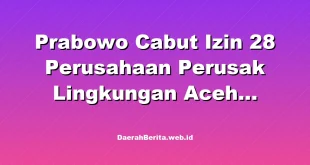 Prabowo Cabut Izin 28 Perusahaan Perusak Lingkungan Aceh Sumatra